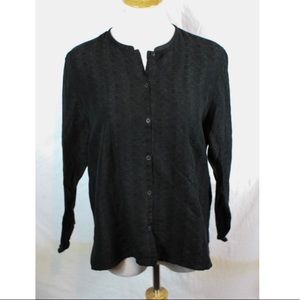Eileen Fisher Black Woven Tunic Top Large